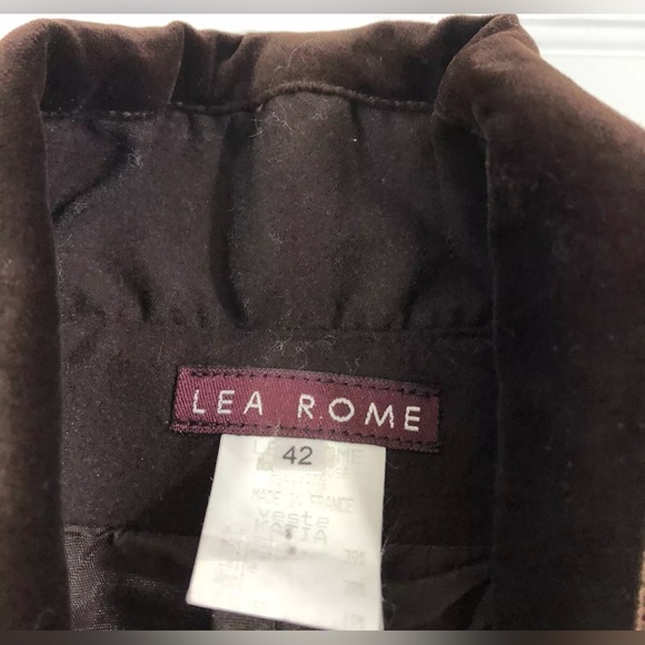 Lea Rome Brown Blazer Jacket Womens Size Large 12 42 Made in France Equestrian - Picture 8 of 11